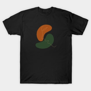 Abstract shape art with line art face in earth tones T-Shirt
